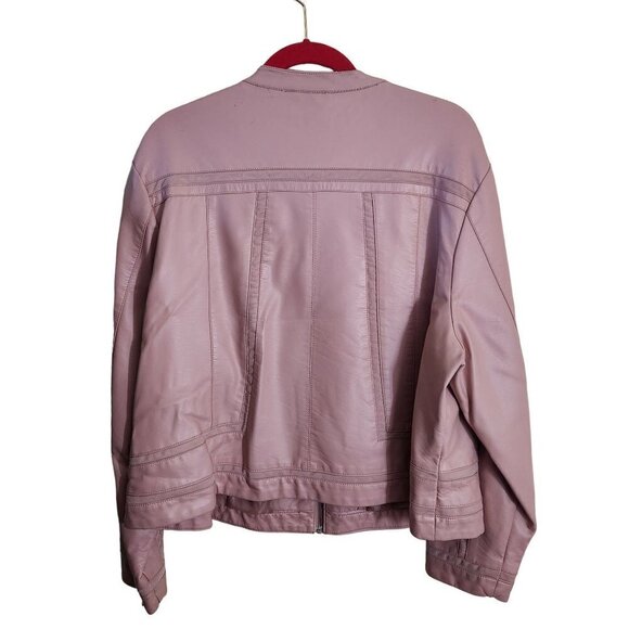 Kate & Mallory Pink Faux Leather Mandarin Collar Zip Jacket Size 1X - Picture 3 of 8